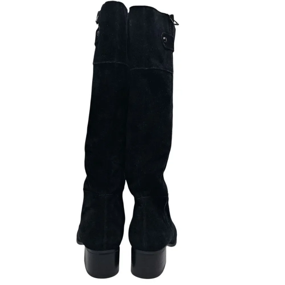 Naturalizer Demi Wide Width Leather Suede Boot Goth Missing Insert S 8.5WW Black